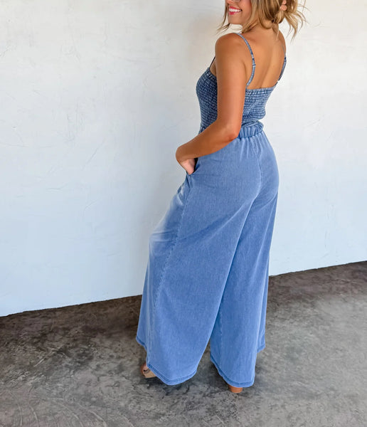 Denim Smocked Romper