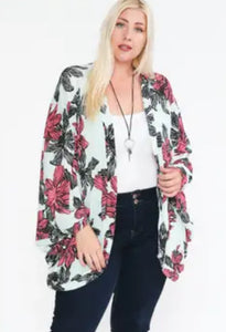 Plus Size Mint Floral Cardigan