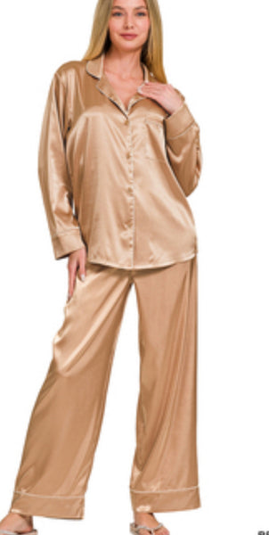 Long Sleeve Satin Pajamas