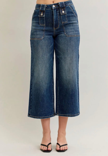 Judy Blue Crop Wide Leg Denim Jeans