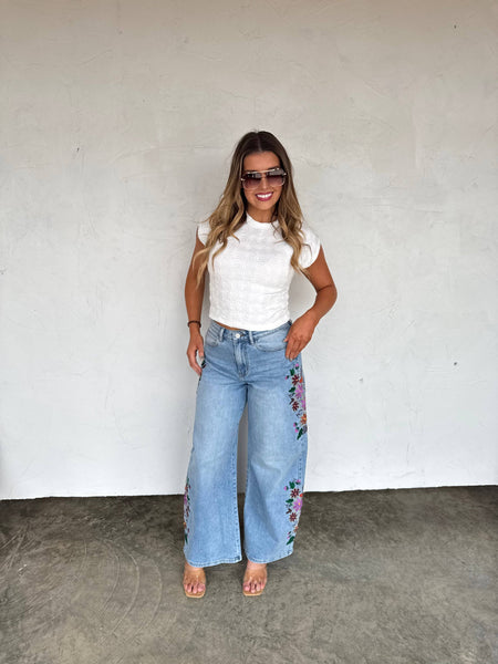 EVIE FLORAL EMBROIDERED JEANS