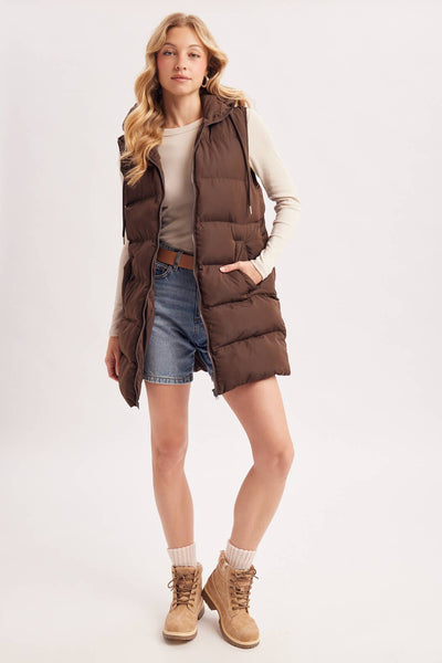 Longline Quilted Puffer Vest