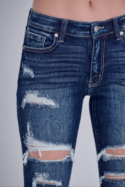 Mid Rise Distressed Jeans