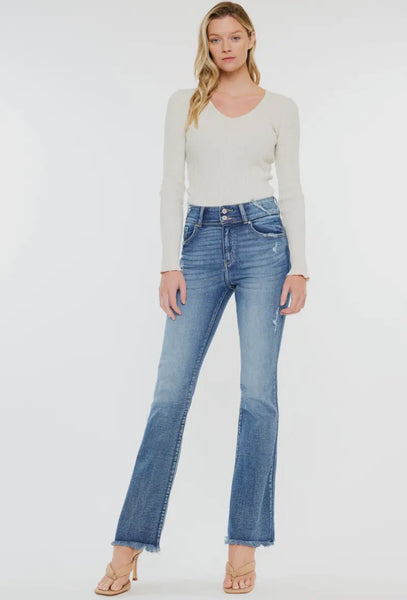 Kancan Bootcut Frayed Hem Jeans