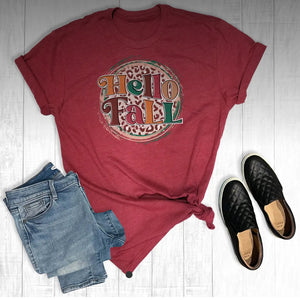 Burgundy Hello Fall Tee