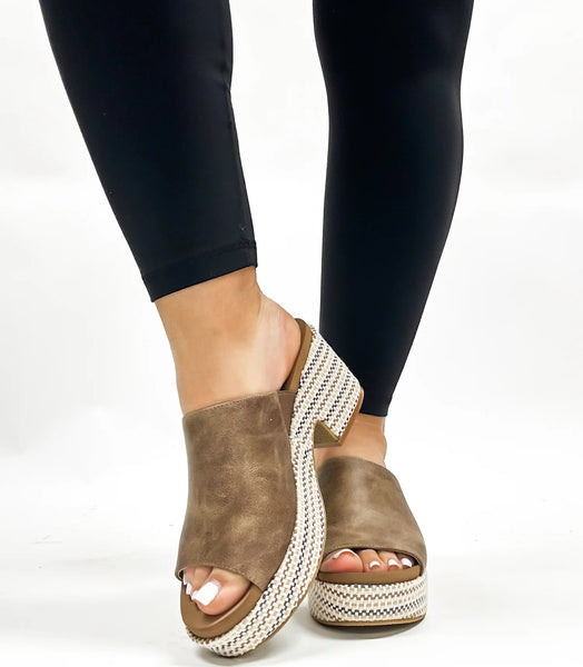 Corky's Totally Taupe Wedge Sandal