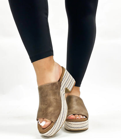 Corky's Totally Taupe Wedge Sandal