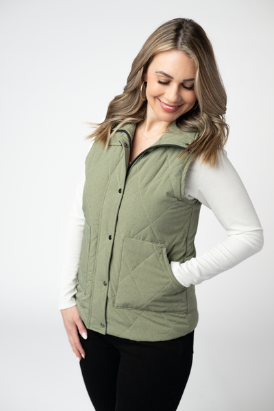 Olive Quilted Everyday Vest