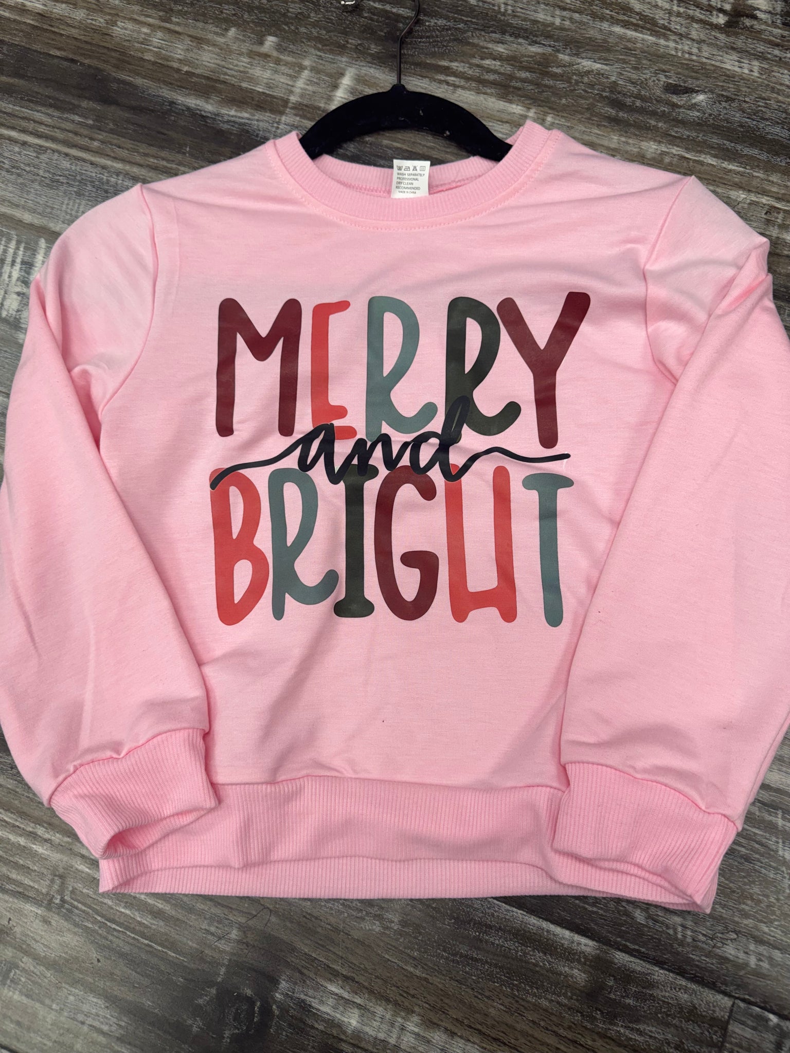 Girls Pink Merry & Bright Sweatshirt