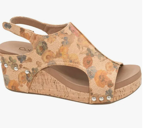 Corkys Taupe Floral Wedge