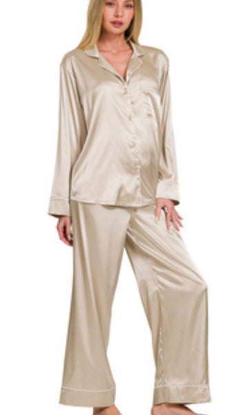 Long Sleeve Satin Pajamas