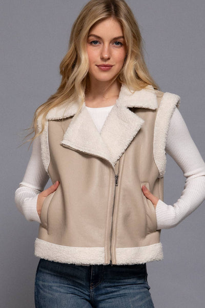 Faux Leather Fur Vest