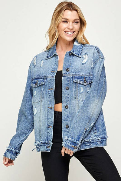Distressed Denim Boyfriend Jacket