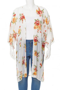 Plus Size Floral Kimono