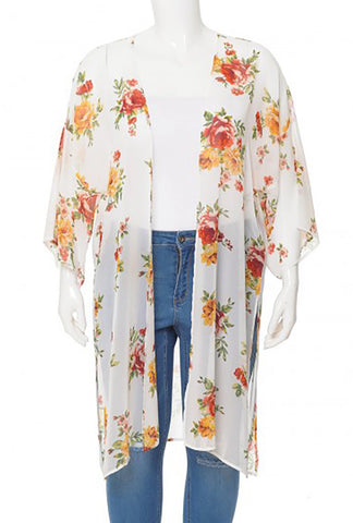 Plus Size Floral Kimono