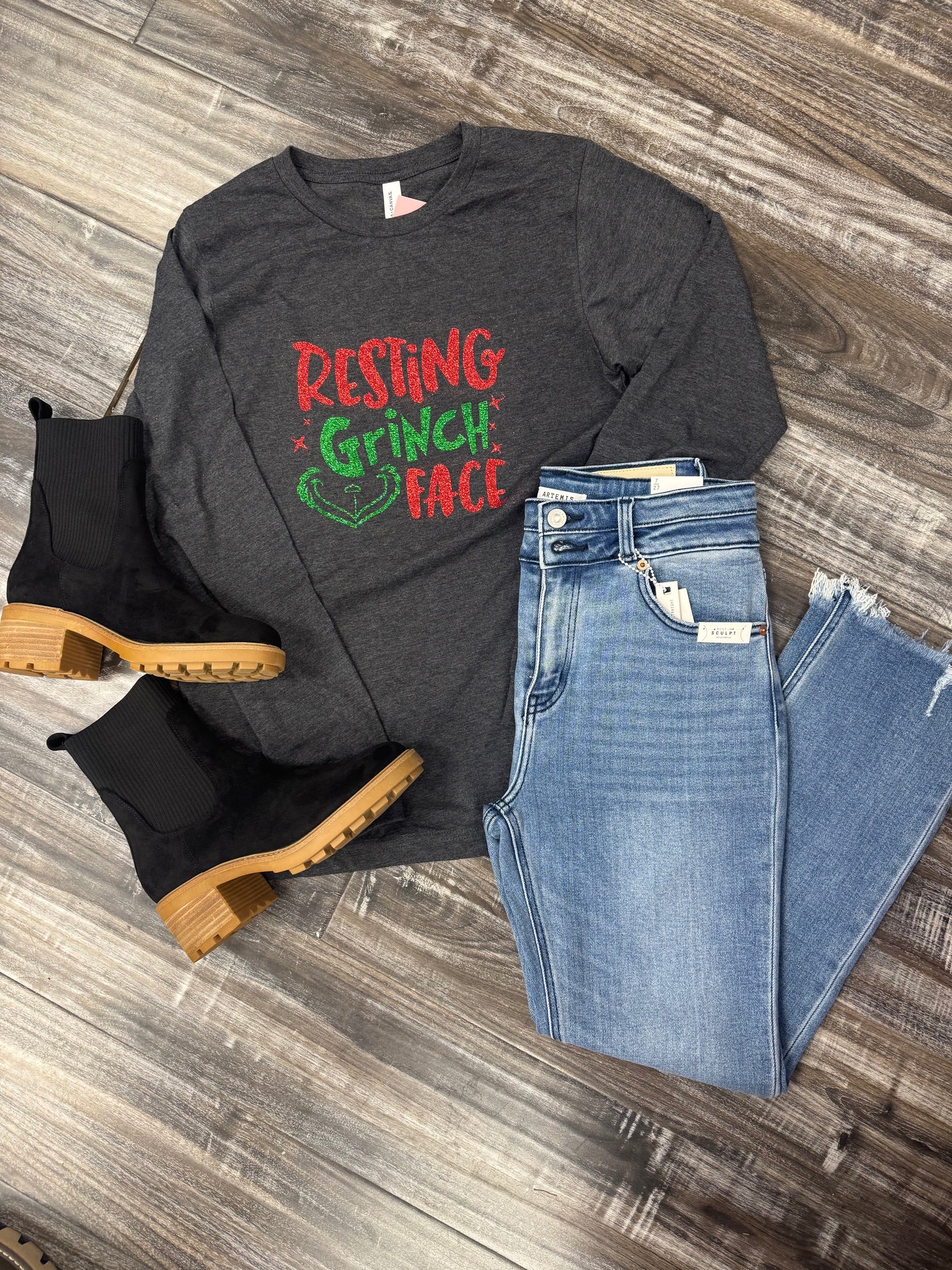Resting Grinch Face Long Sleeve Tee