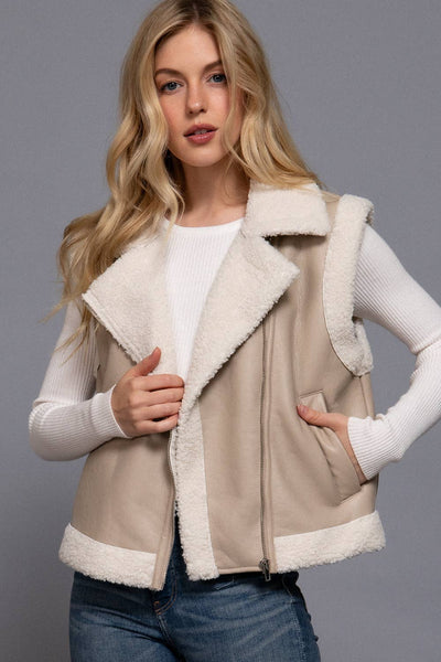 Faux Leather Fur Vest