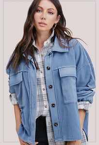 Denim Blue Fleece Shacket