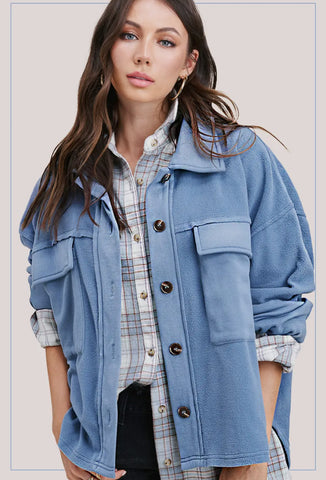 Denim Blue Fleece Shacket