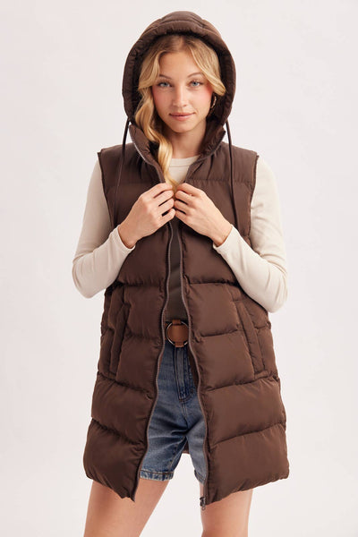 Longline Quilted Puffer Vest
