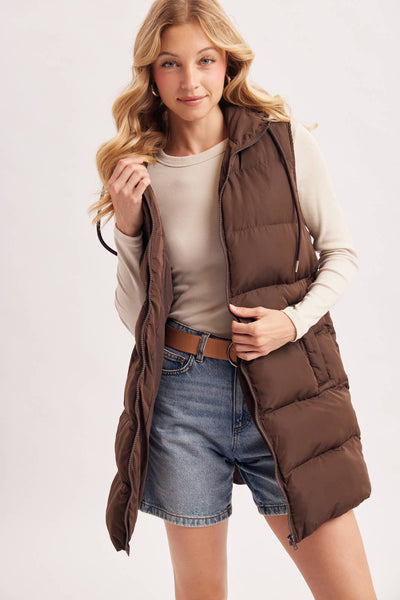 Longline Quilted Puffer Vest
