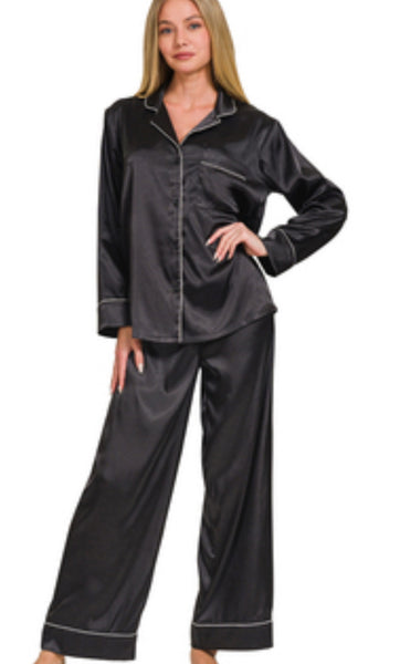Long Sleeve Satin Pajamas