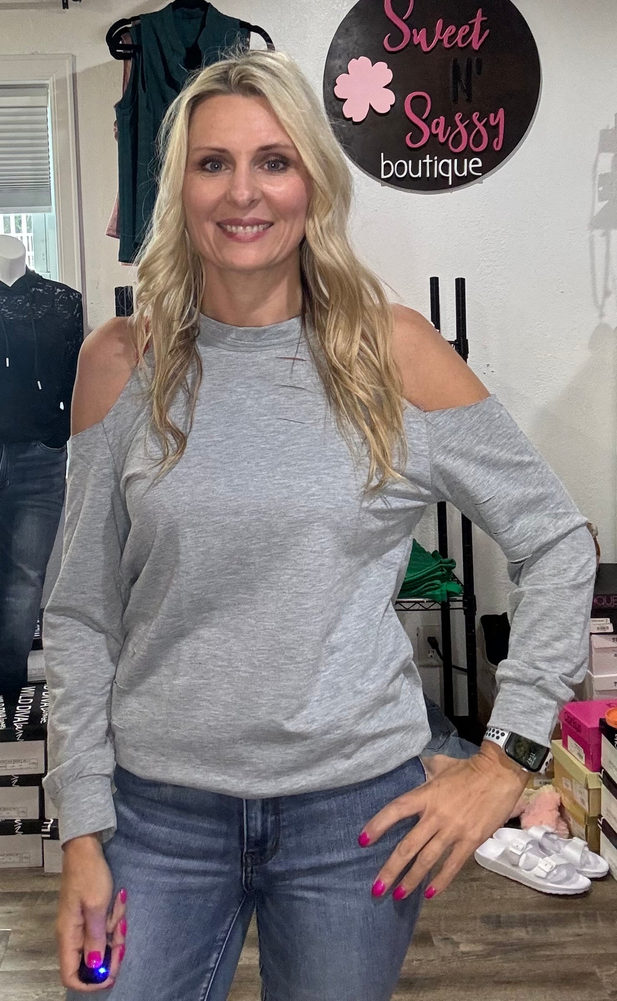 Heather Gray Cold Shoulder