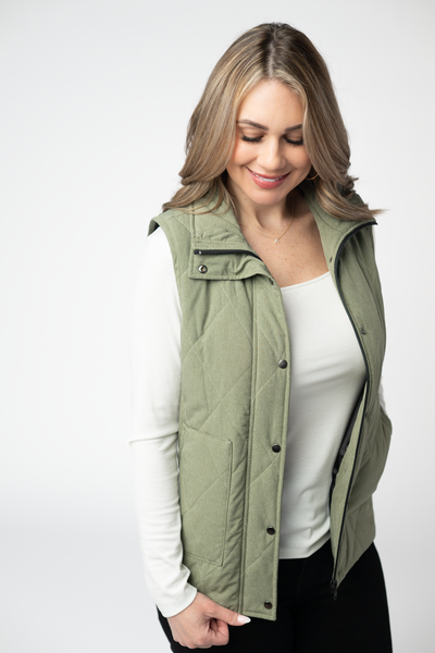 Olive Quilted Everyday Vest