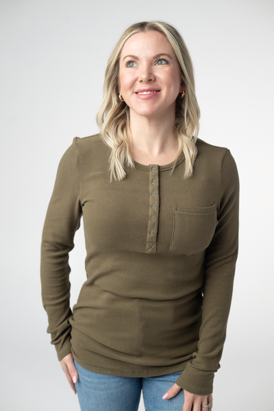 Brown & Olive Henley Top