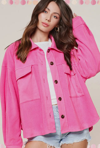 Pink Fleece Shacket