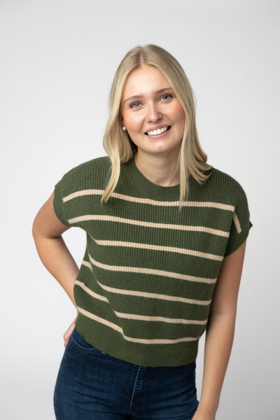 Olive & Oatmeal Striped Sweater Vest