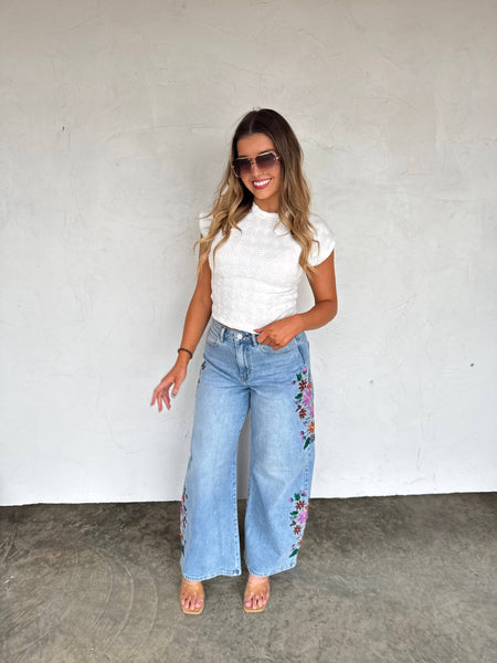 EVIE FLORAL EMBROIDERED JEANS