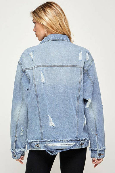 Distressed Denim Boyfriend Jacket