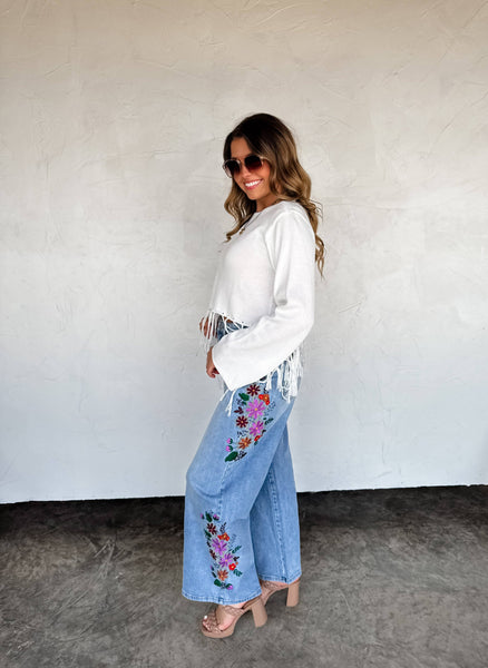EVIE FLORAL EMBROIDERED JEANS