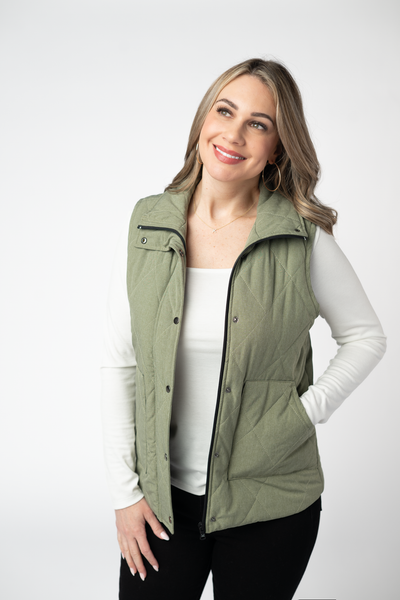 Olive Quilted Everyday Vest