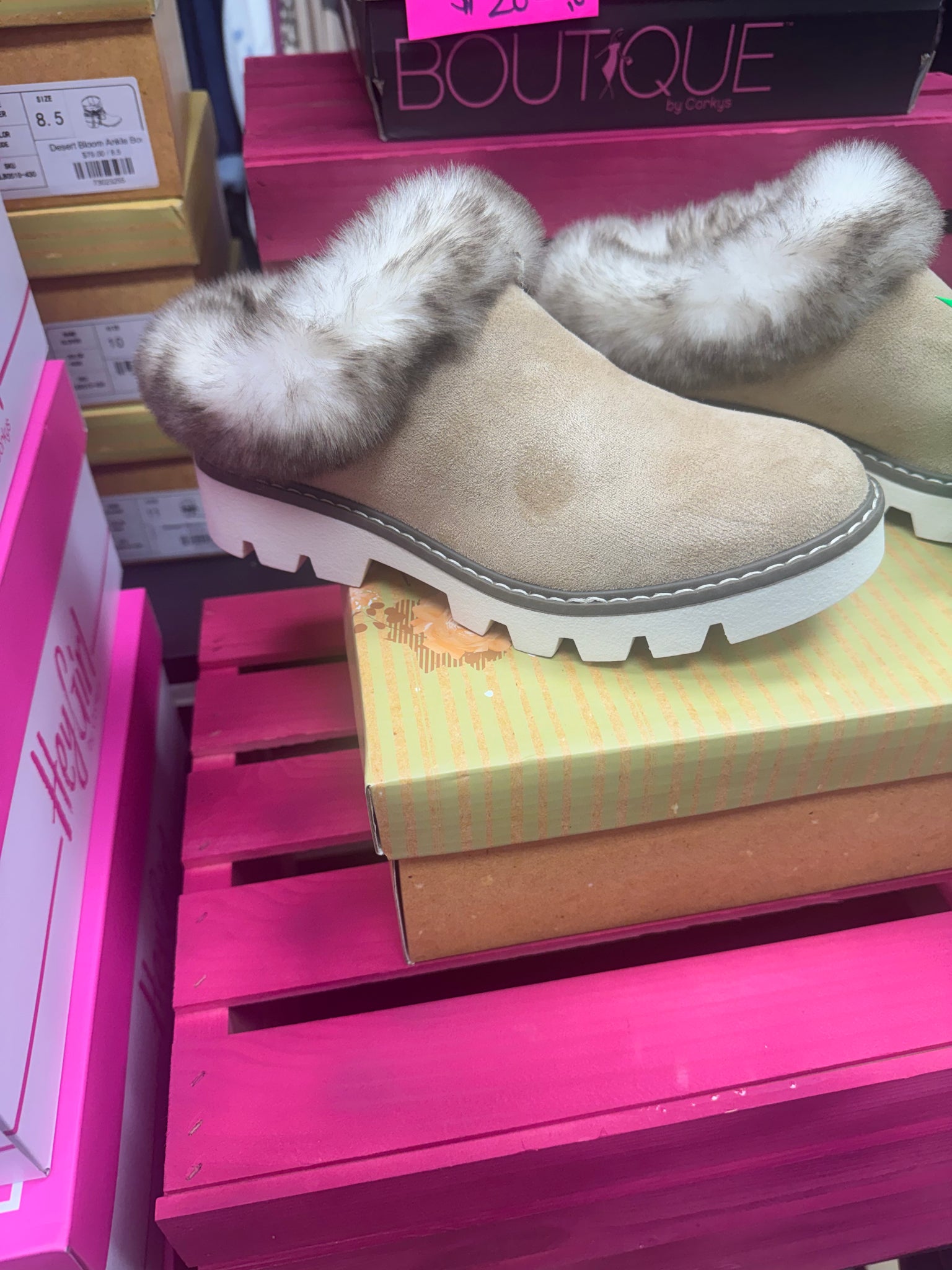 Very G Taupe Faux Fur Booties