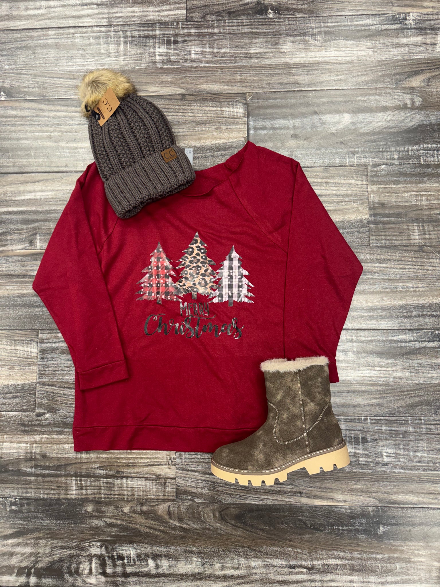 Burgundy Christmas Trees Top