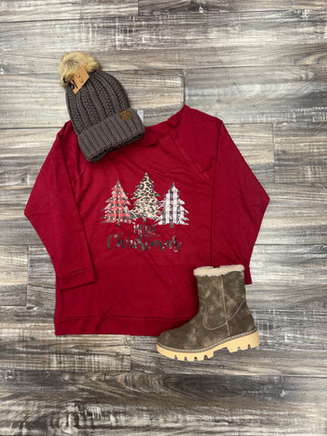 Burgundy Christmas Trees Top