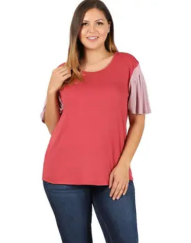Plus Size Paisley Flutter Sleeve Top