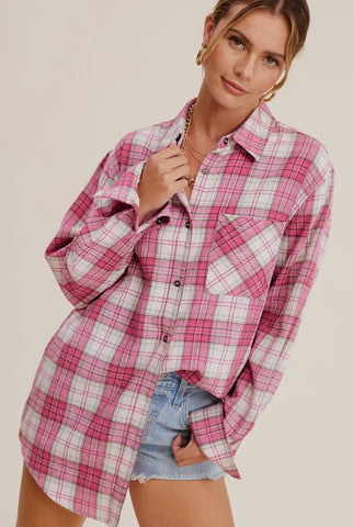 Pink Classic Plaid Buttom Up