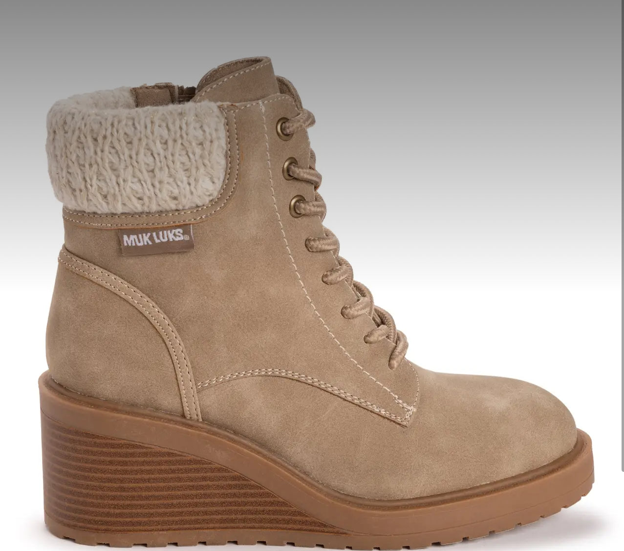 Muk Luks Taupe Wedge Boots