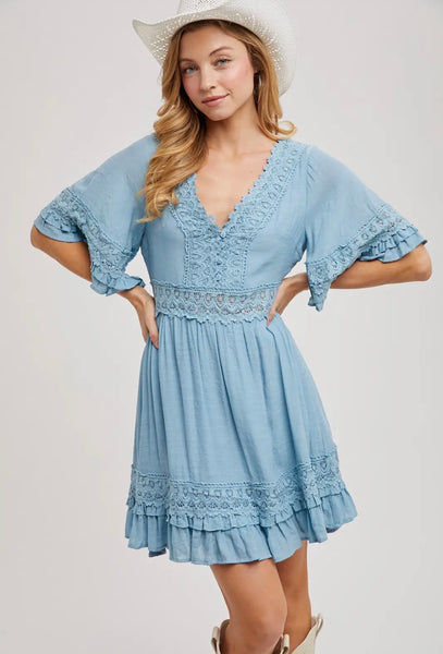 Sweet Sky Lace Detail Dress