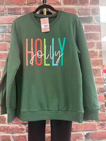 Green Holly Jolly Sweatshirt
