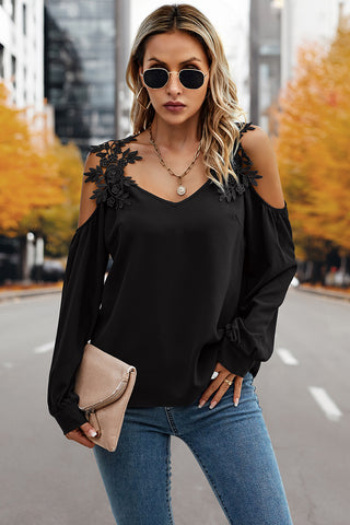 Cold Shoulder Lace Strap Top