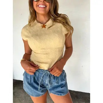 Textured Cap Sleeve Top