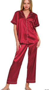 Short Sleeve Satin Pajamas
