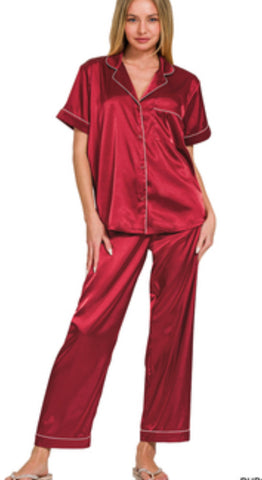 Short Sleeve Satin Pajamas