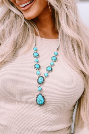 Crackle Turquoise Water Drop Necklace