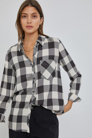 Cream & Black Check Flannel