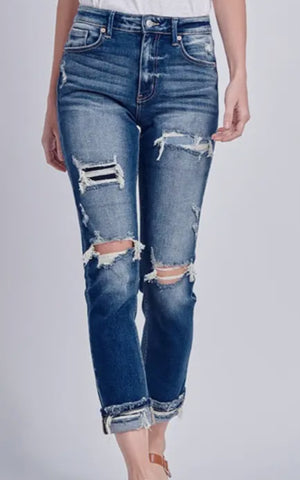 Distressed Patch Jeans